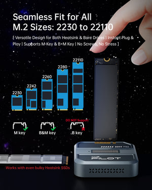 M.2 SSD to USB C Reader Dock & Travel Case 10Gbps Triple Cooling