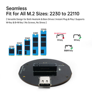 RTL9210C-Based M.2 NVMe & SATA to USB-C Bridge Board - Round