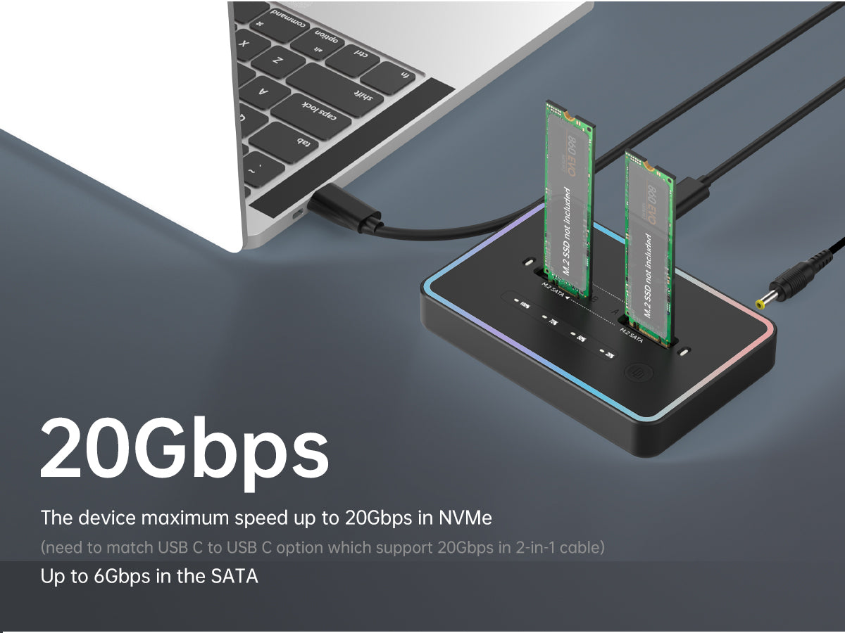 ISHEEP H016SD M.2 NVMe SATA 外付けハードドライブ デュアルベイドッキングステーション USB3.1 Type-C 10Gbps - M.2 NVMe SATA SSDアダプター SD(並行輸入品) : ISHEEP H016SD NVMe SATA M.2 Dual Bay Docking Station